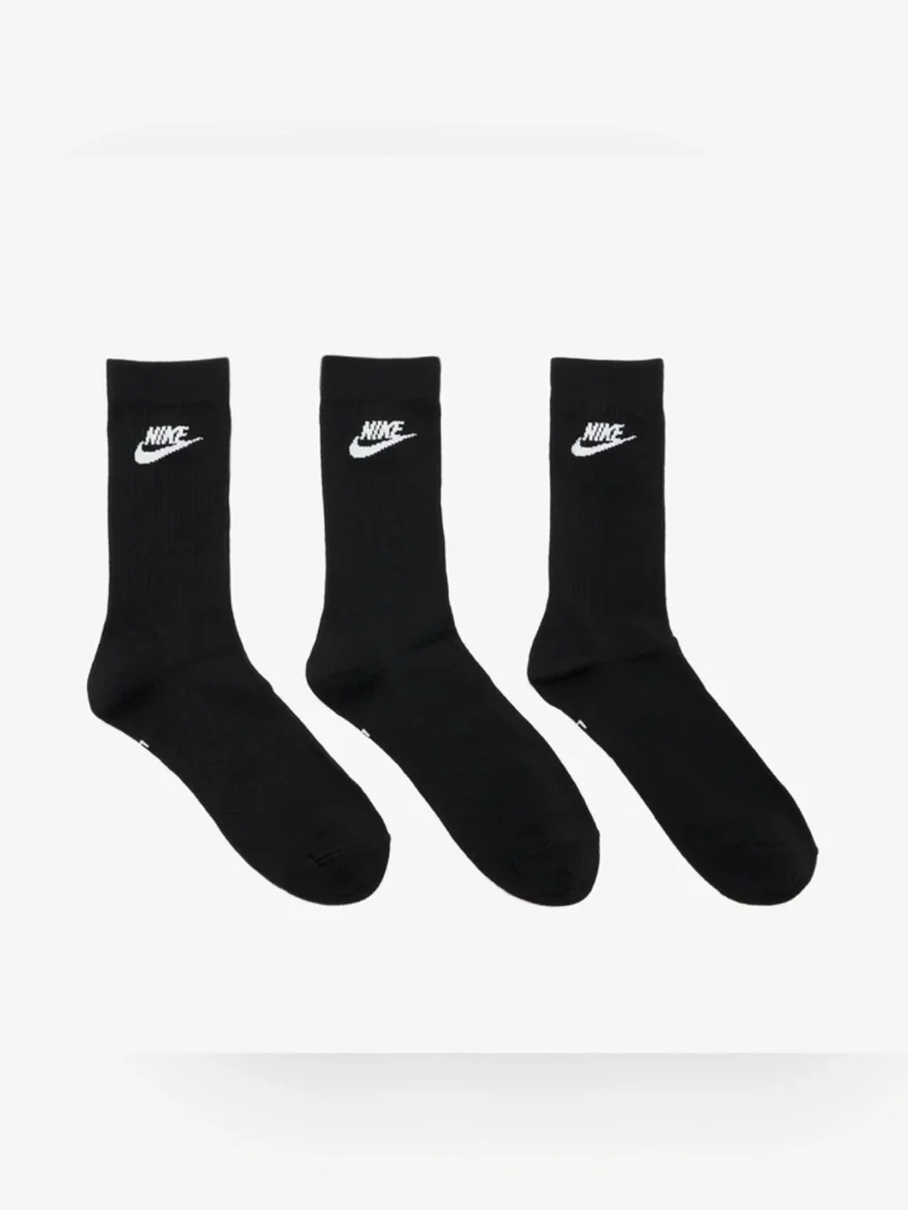 Nike Black Crew Athletic Socks with White Logo - 3 Pack